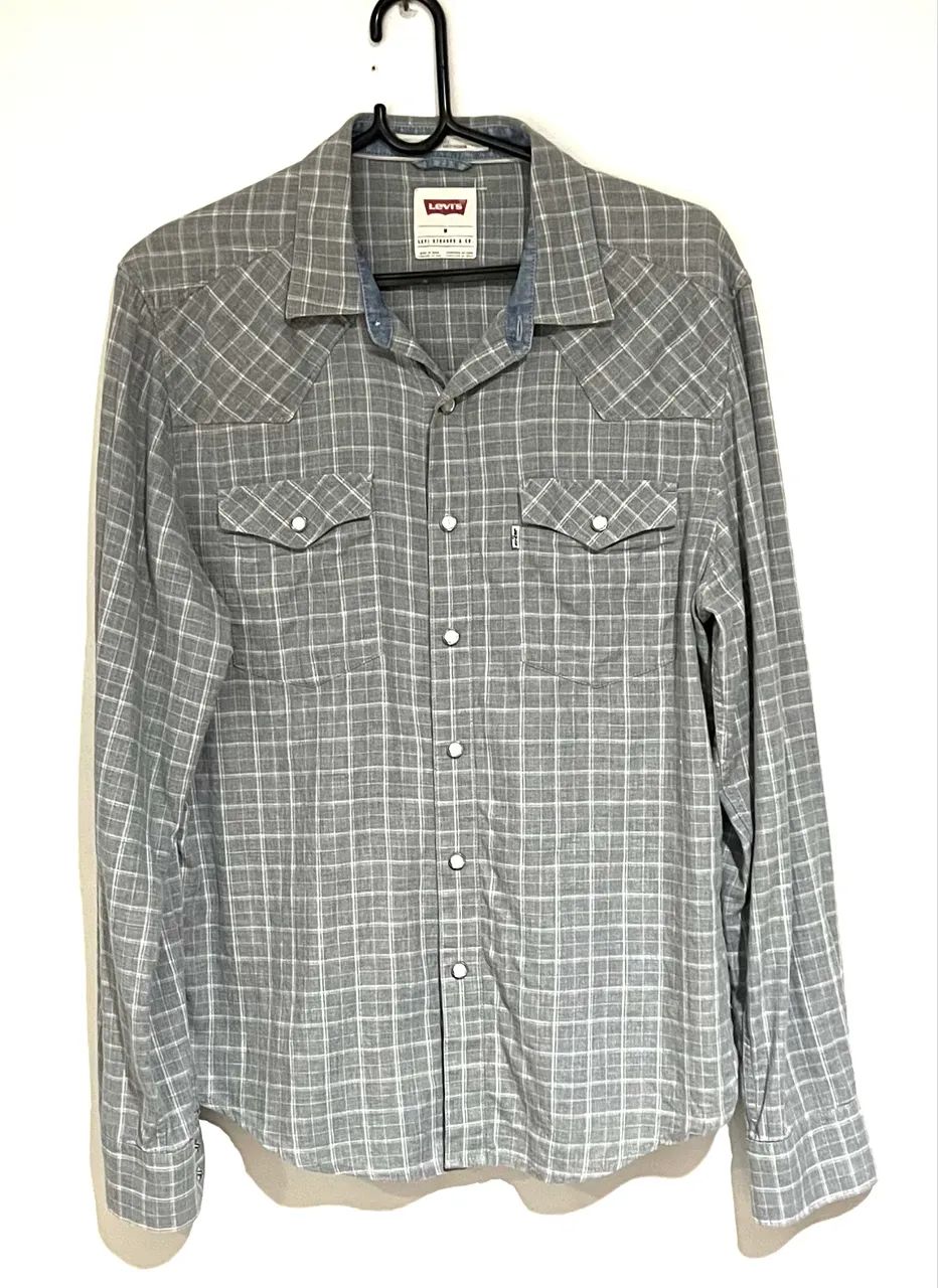 Camisa Levis xadrez masculina cinza M - Foto 2