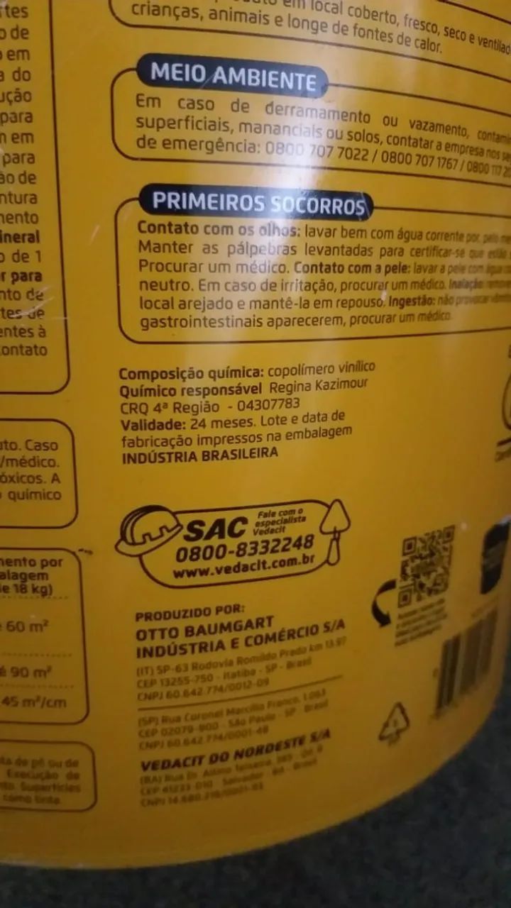 Adesivo de alto desempenho - Bianco Vedacit - 18kg - Foto 4