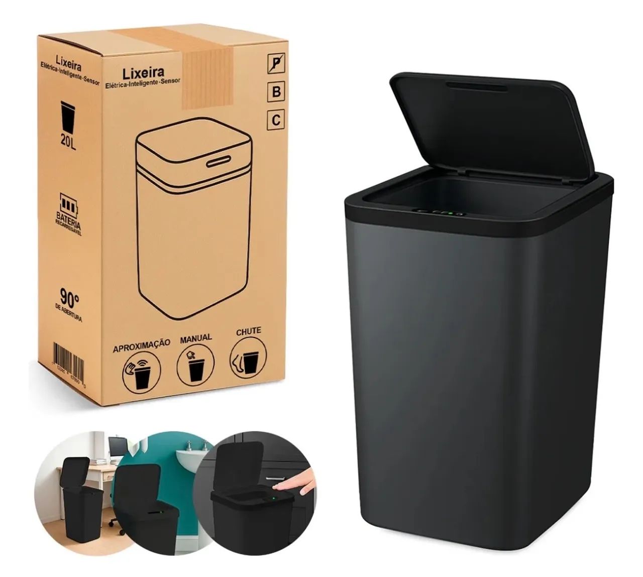 Lixeira Inteligente com Sensor Automático 16L Cor P