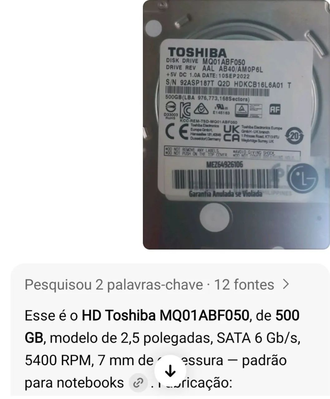 HD Toshiba 500 GB - Foto 2