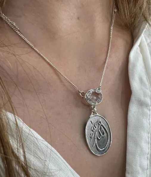 Corrente e pingente com a palavra Deus em árabe (Allah) em prata 960 - Foto 2