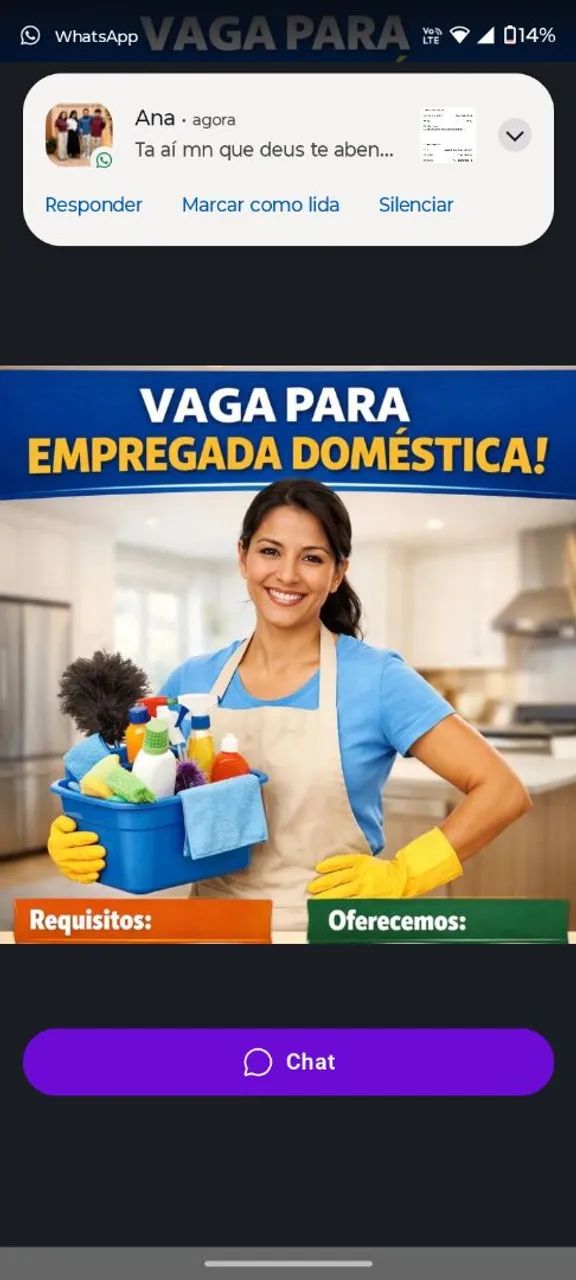 Eu trabalho como empregada doméstica  faço limpeza em geral