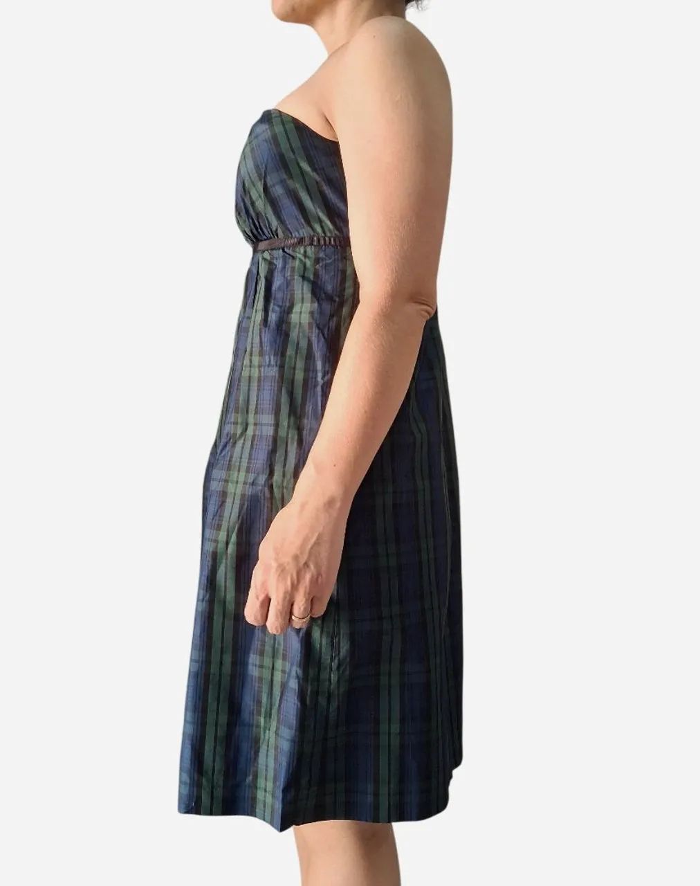 Vestido tomara que caia em seda xadrez Vineyard Vines - Foto 2