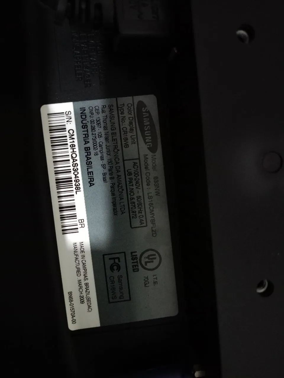 Monitor Samsung syncMaster 633nw 15,6 polegadas - Foto 2