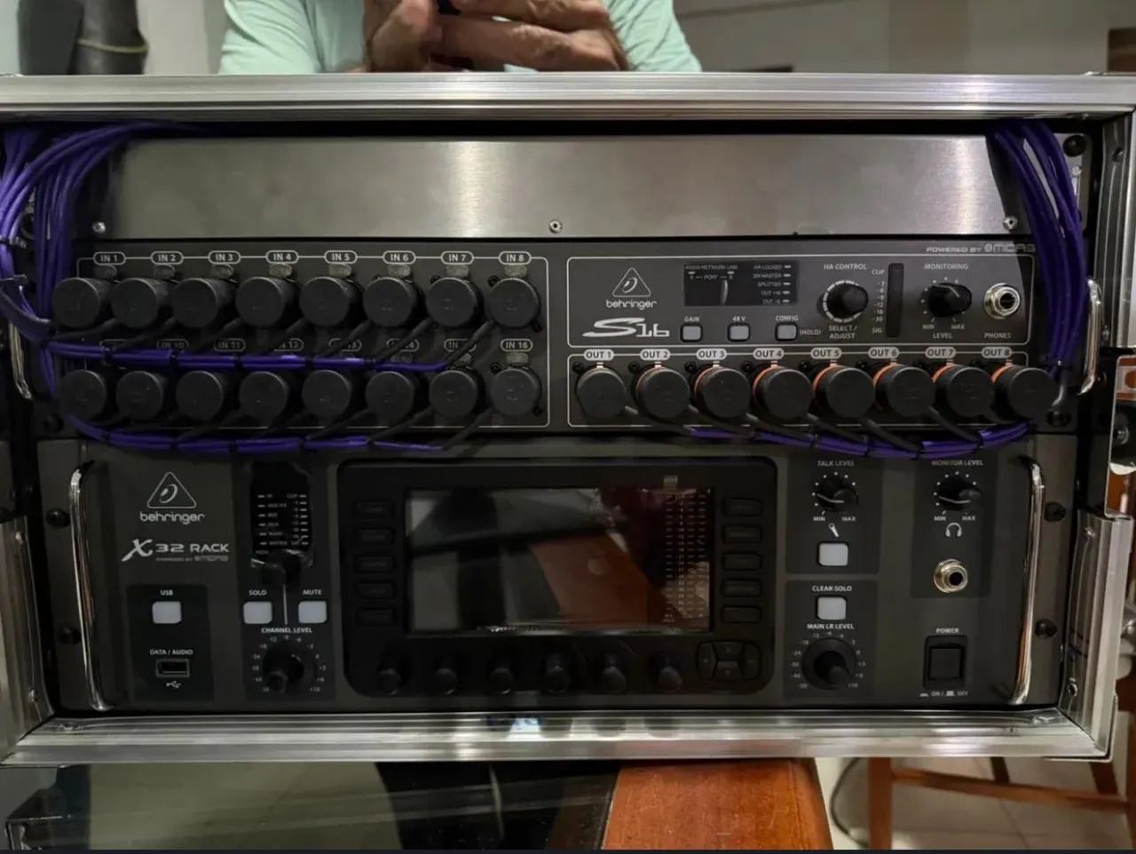 Rack Completo Behringer X32 + S16 com Patch Profissional e Case - Pronto pra Show