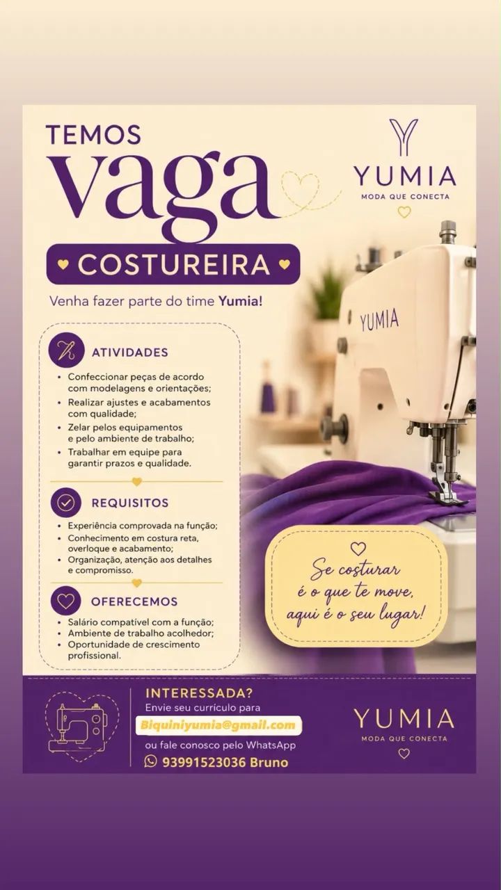 Vaga de costureira
