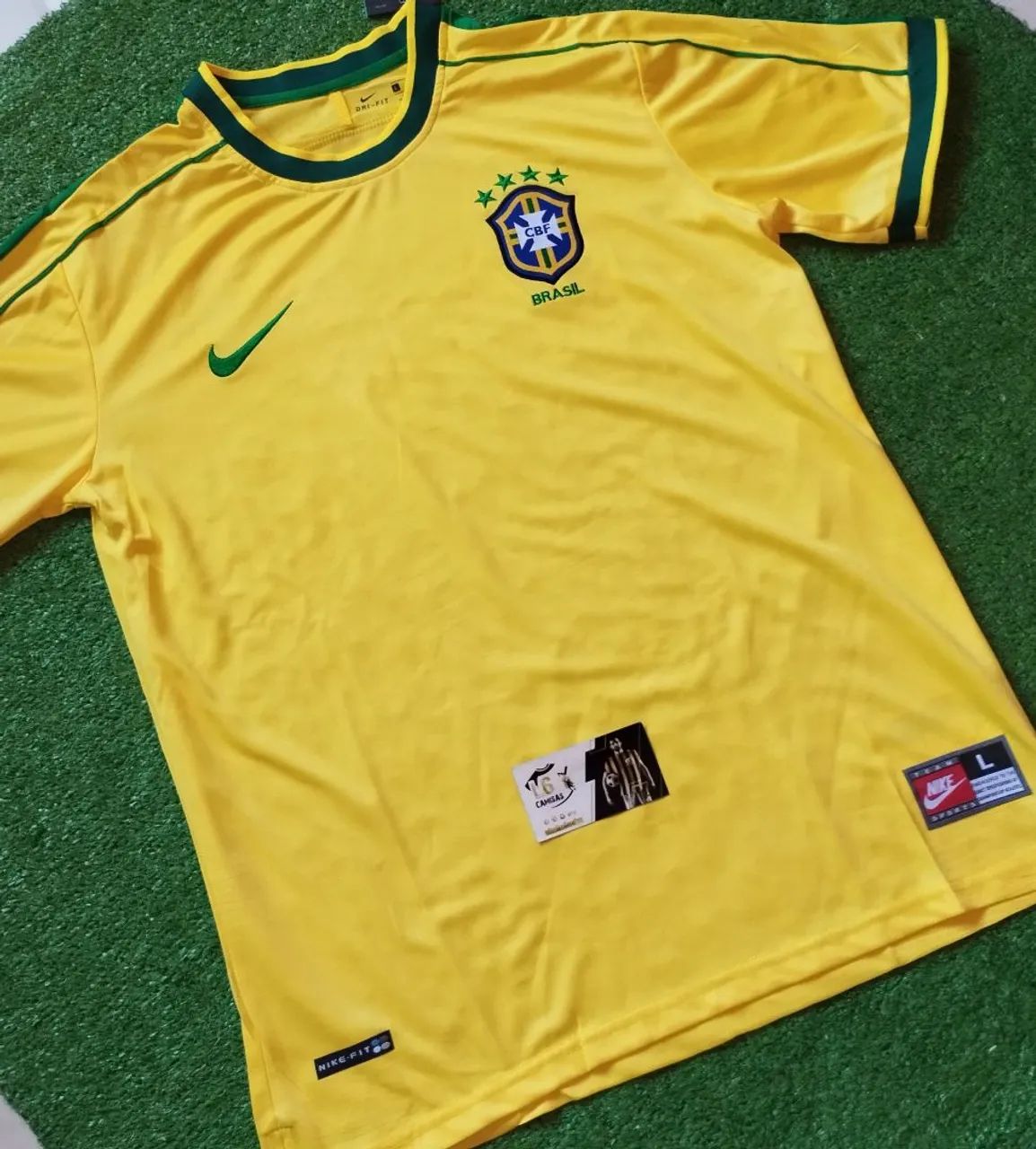 Camisa Retrô Brasil Seleção Brasileira Ronaldo 1998 Amarela - Home Personalizada