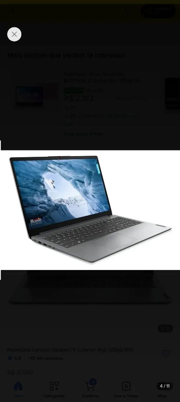  Notebook Lenovo IdeaPad 1, sem marcas de uso  - Ótimo para o dia a dia! ?** - Foto 2