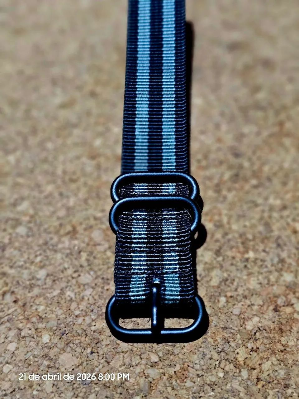Pulseira Zulu Bond 22mm anéis em Black PVD