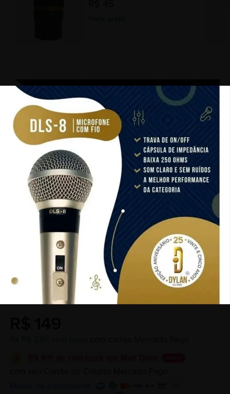 Microfone Profissional Dylan DLS-8 seminovo - Foto 5