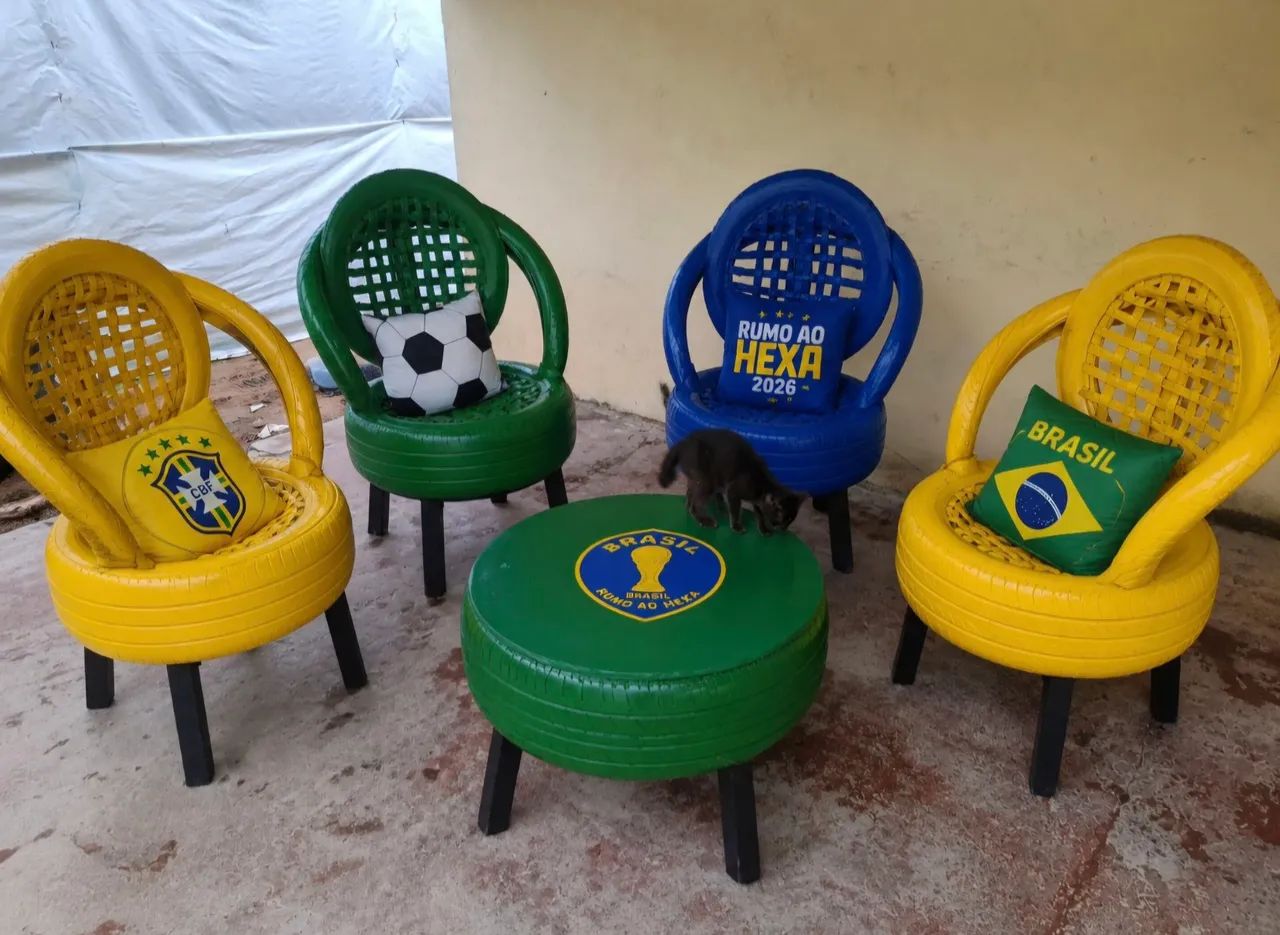 Jogo De Cadeiras / Poltronas De Pneu Sustentável Para Área Interna E Externa - Foto 3