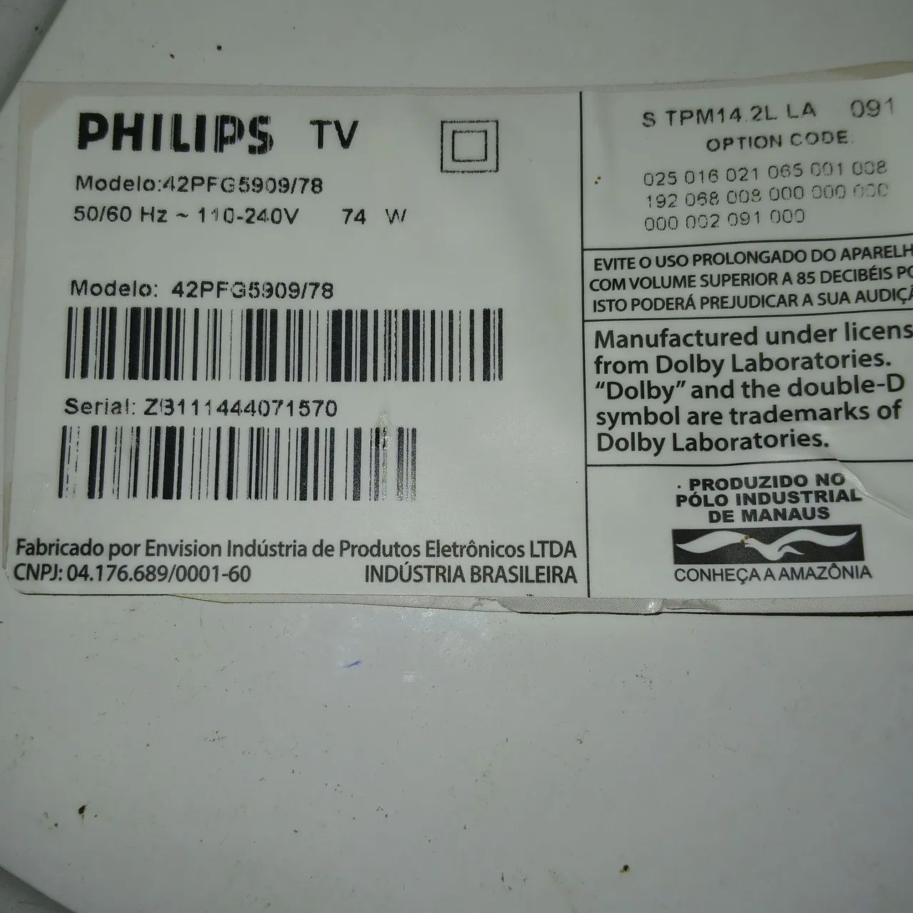 Placa da fonte da tv philips 42 polegadas de Led usada boa funcionando valor R$=150,00  - Foto 3