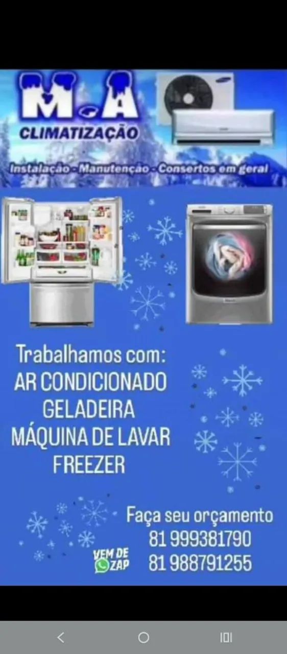 RESOLVEMOS SEU PROBLEMA DE REFRIGERACAO E CLIMATIZAÇÃO 