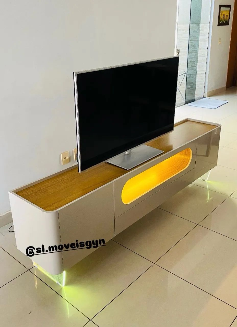 Rack bancada nobre MDF com Led - Promoção 