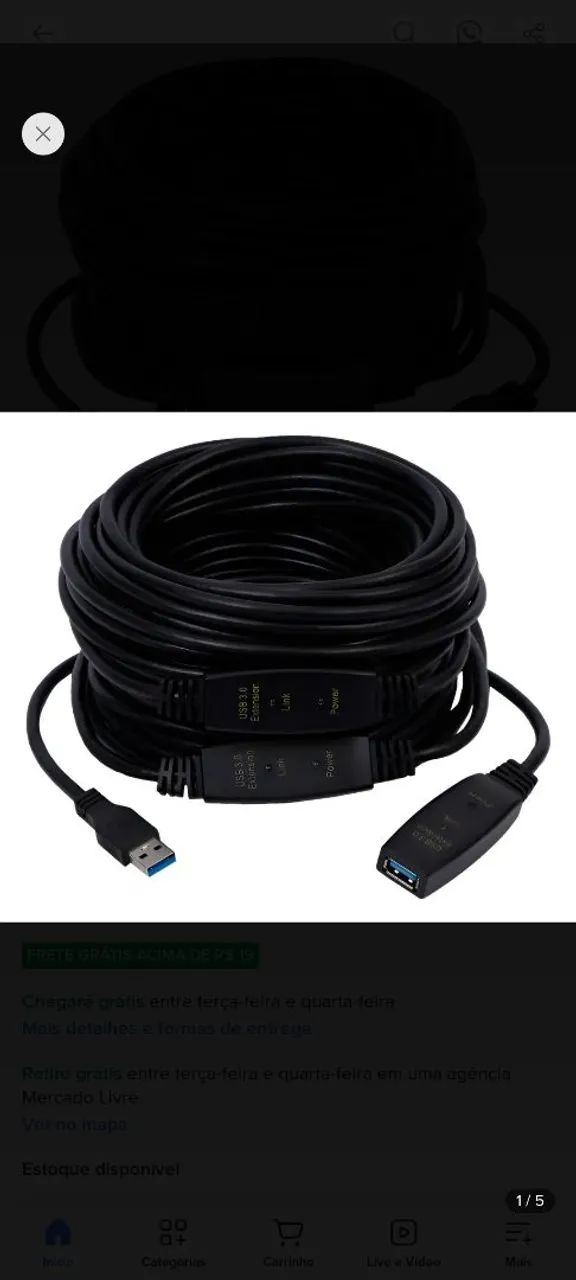 Cabo Extensor USB 3.0 25 metros