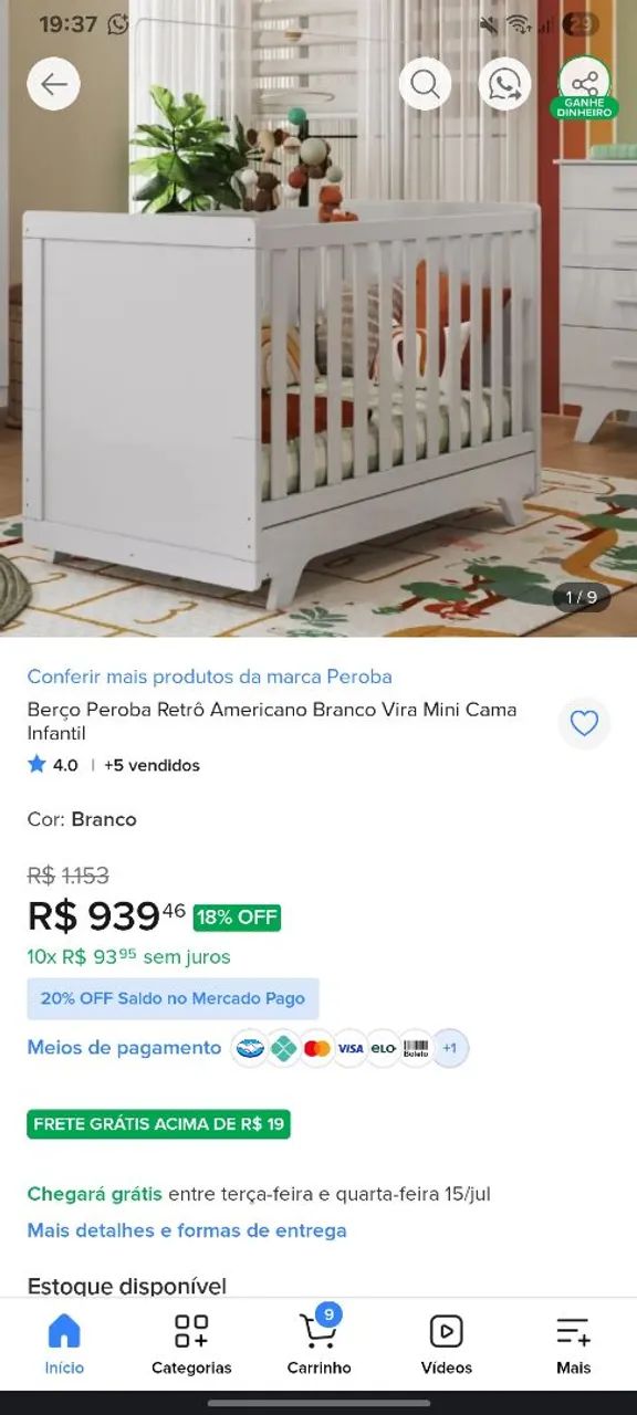 Berço americano retrô 