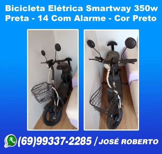 Ciclo Motor Elétrica Smartway 350w Preta - 14 Com Alarme Cor Preto - Foto 5