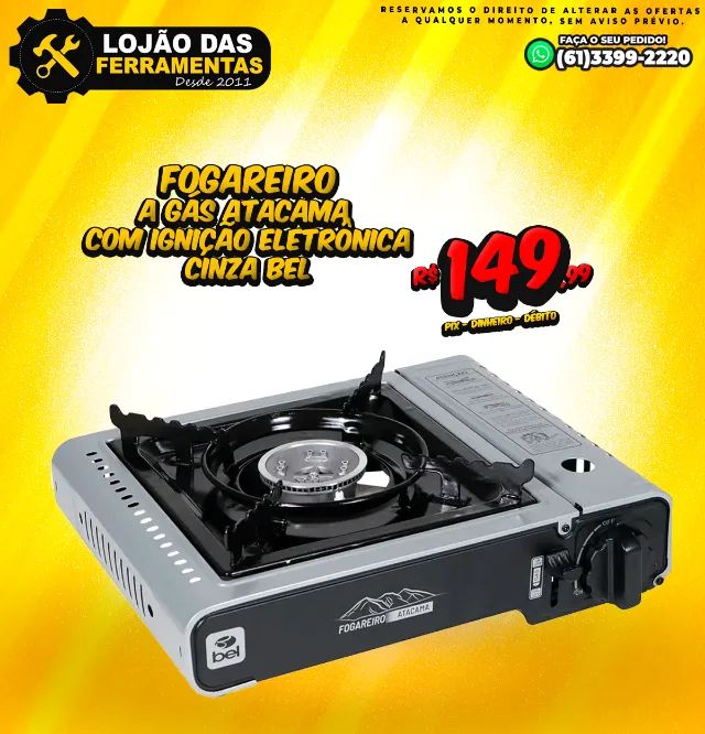 Fogareiro a Gás Atacama com Ignição Eletrônica Cinza Belfix