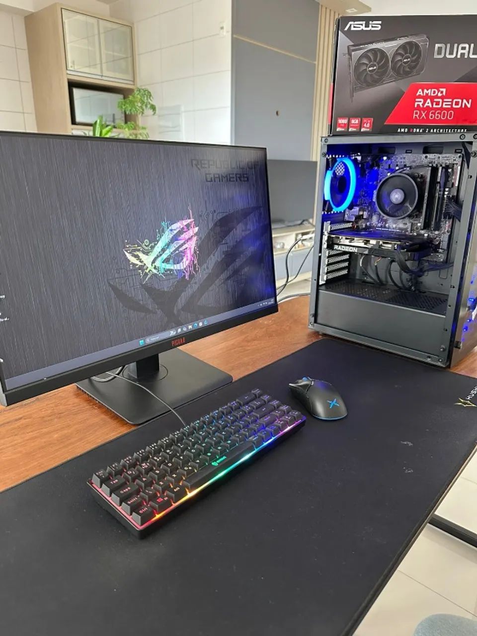 PC Gamer Completo Ryzen 5 5600G + RX 6600 8GB + Monitor Pichau