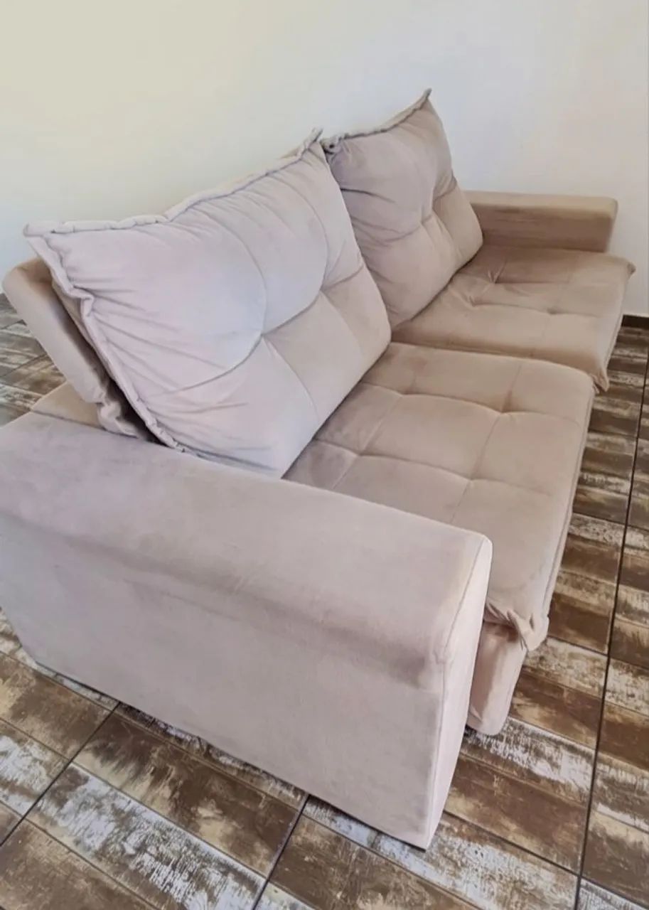 Beige Retractable & Reclining Sofa418478669085419520