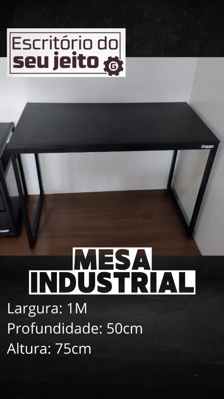 Mesa para Computador Reforçada 1m NOVA Estilo Industrial Multiuso de Notebook Estudo GAMER