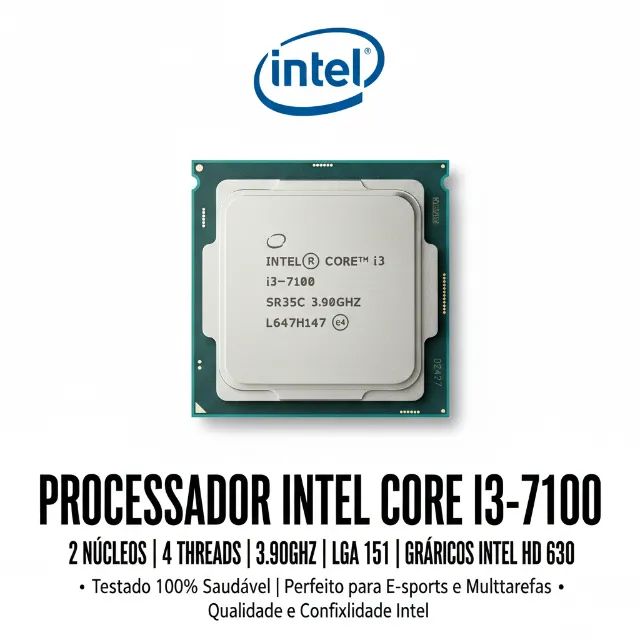 Processador gamer Intel Core i3-7100 LGA 1151 de 4 núcleos e 3.9GHz com gráfica integrada