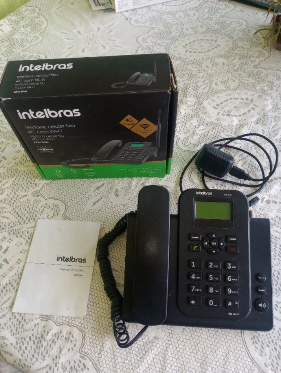 Telefone rural de mesa 4g com cabo e antena 