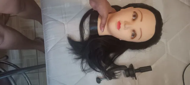 maquiagem boneca, Tocar Maquiagem Cabeça Boneca Com Secador Cabelo