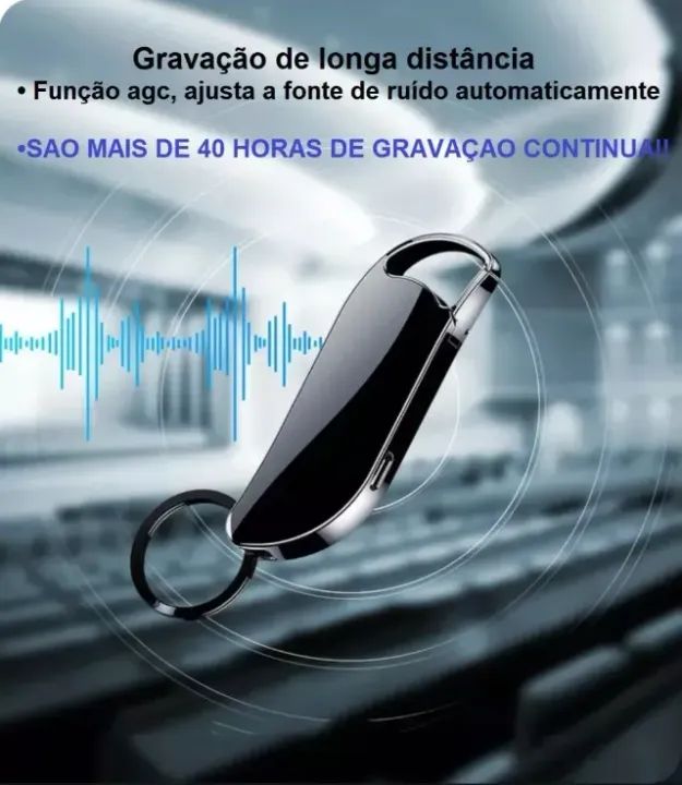 Mini Gravador Voz Som Chaveiro Micro Escuta 32g - Foto 5
