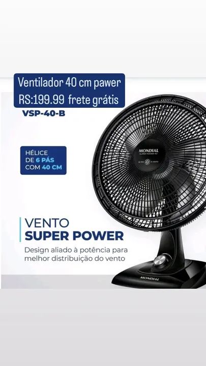 Ventilador 40cm super pawer 6 helice - Foto 2