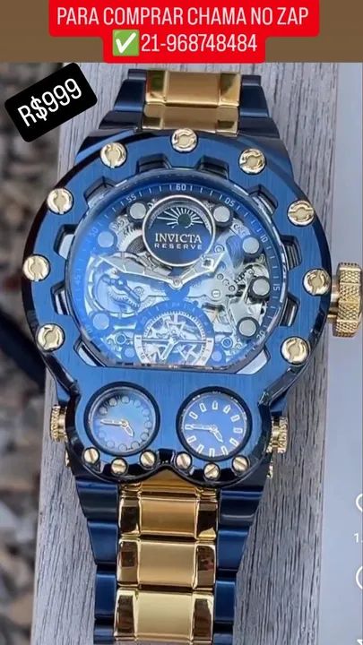Relógio INVICTA AUTOMÁTICO Modelo MAGNUM BOLT ZEUS TRIA LANÇAMENTO 