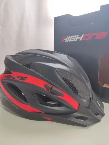 capacete bicicleta highone mtb win preto e vermelho  - Foto 4