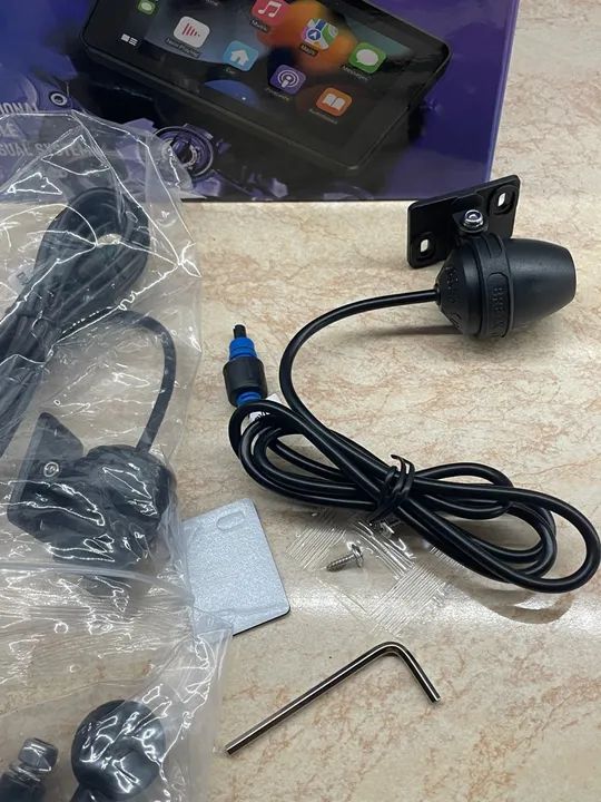 Mídia para moto a prova d?água com 2 câmeras e grava com car play sem cabos - Foto 5