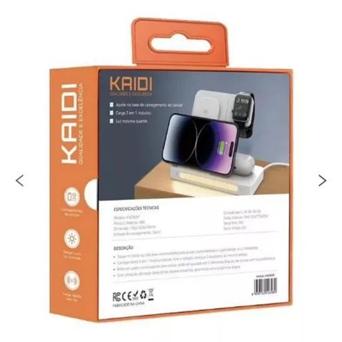 Carregador De Indução 3x1 Celular Fone Relógio Kaidi Knc9097 - Foto 5