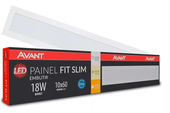Painel Led , Fit Slim , Embutir Ne4000 K, 18 W, Biv1080, Luz Neutra