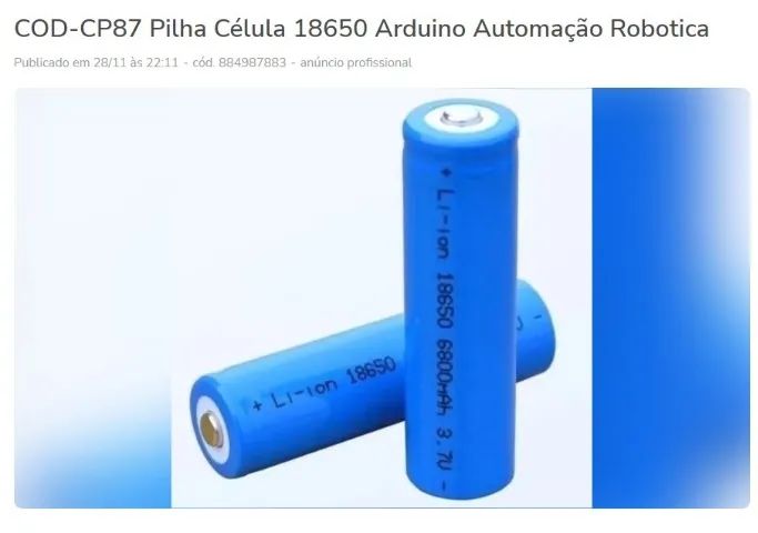 18650 Pilha Célula    Arduino Automação Robotica COD-CP87   - Foto 2