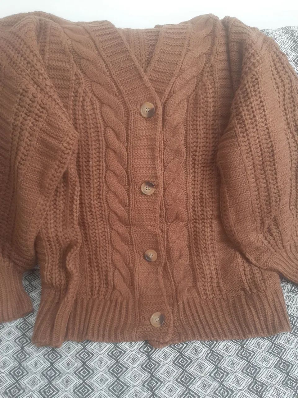 Cardigan marrom de tricô - Foto 2