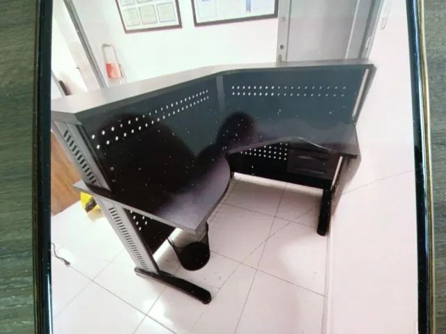 Balcão de recepção em MDF Preto 120 cm x 160 cm x 140 cm - Foto 2