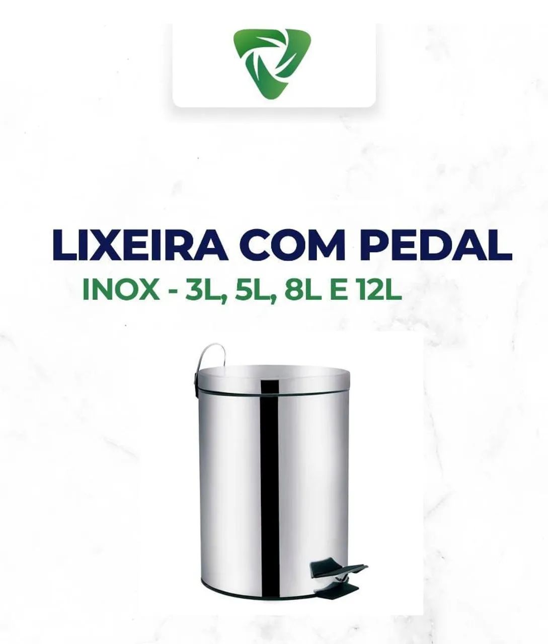 Lixeira Inox com Pedal - 3L, 5L, 8L e 12L