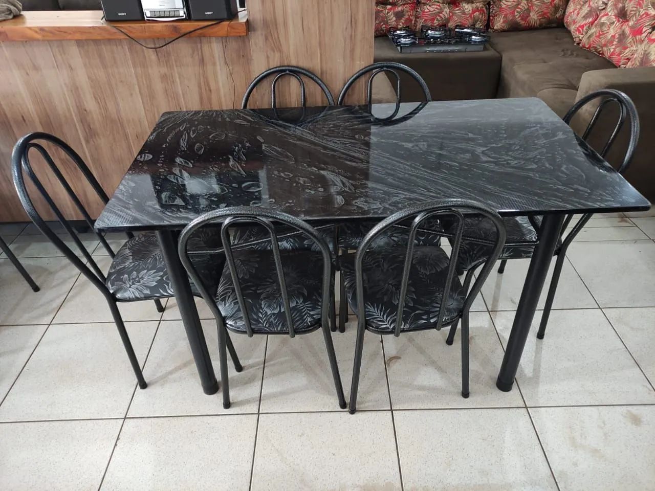 Mesa ardósia 6 cadeiras nova  - Foto 5