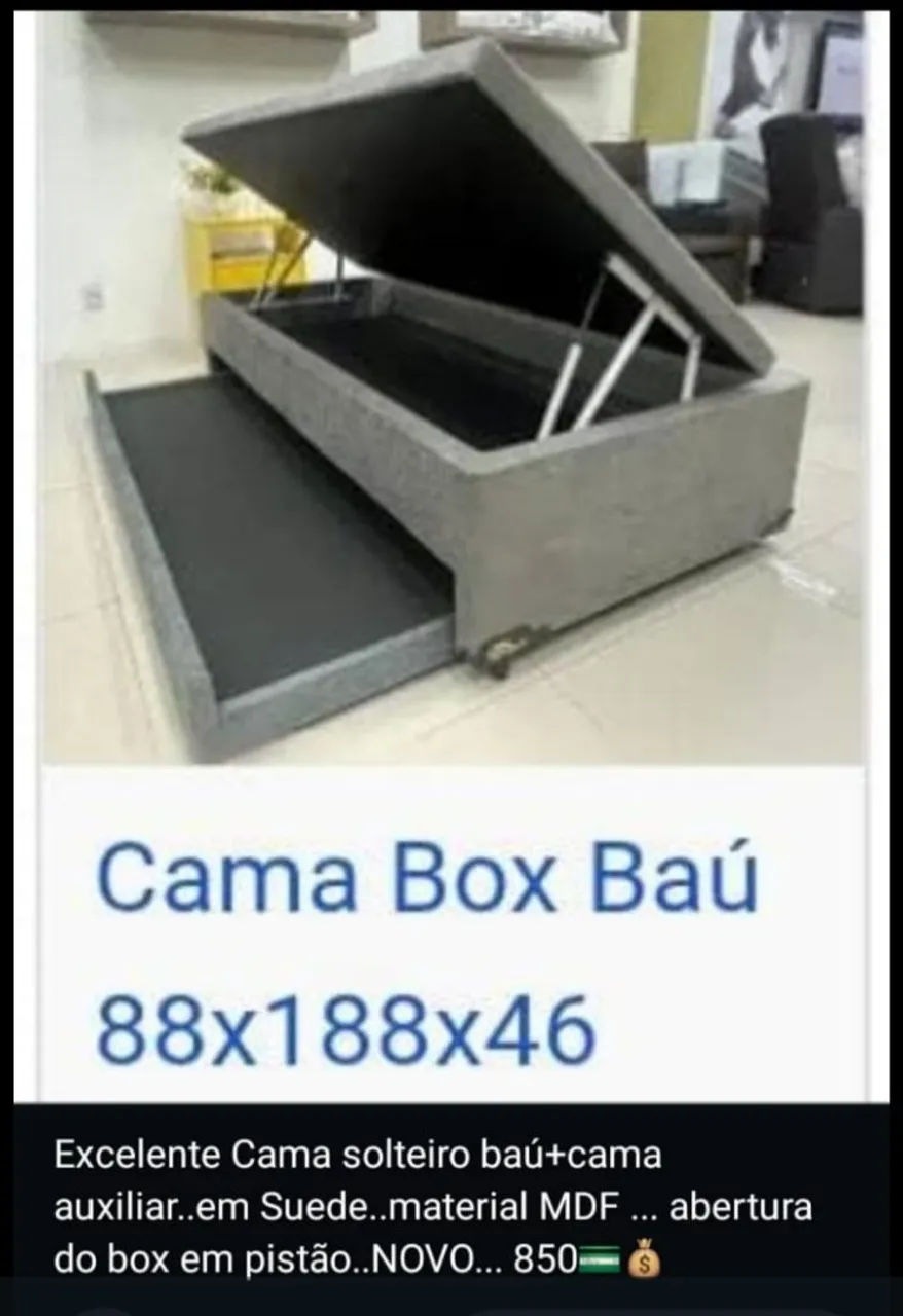 Cama Box Baú Solteiro 88x188x46