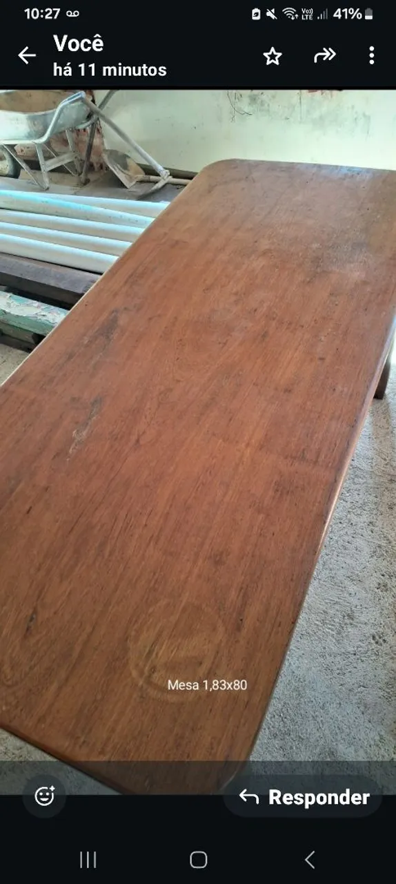 Mesa de madeira maciça 1,83x80