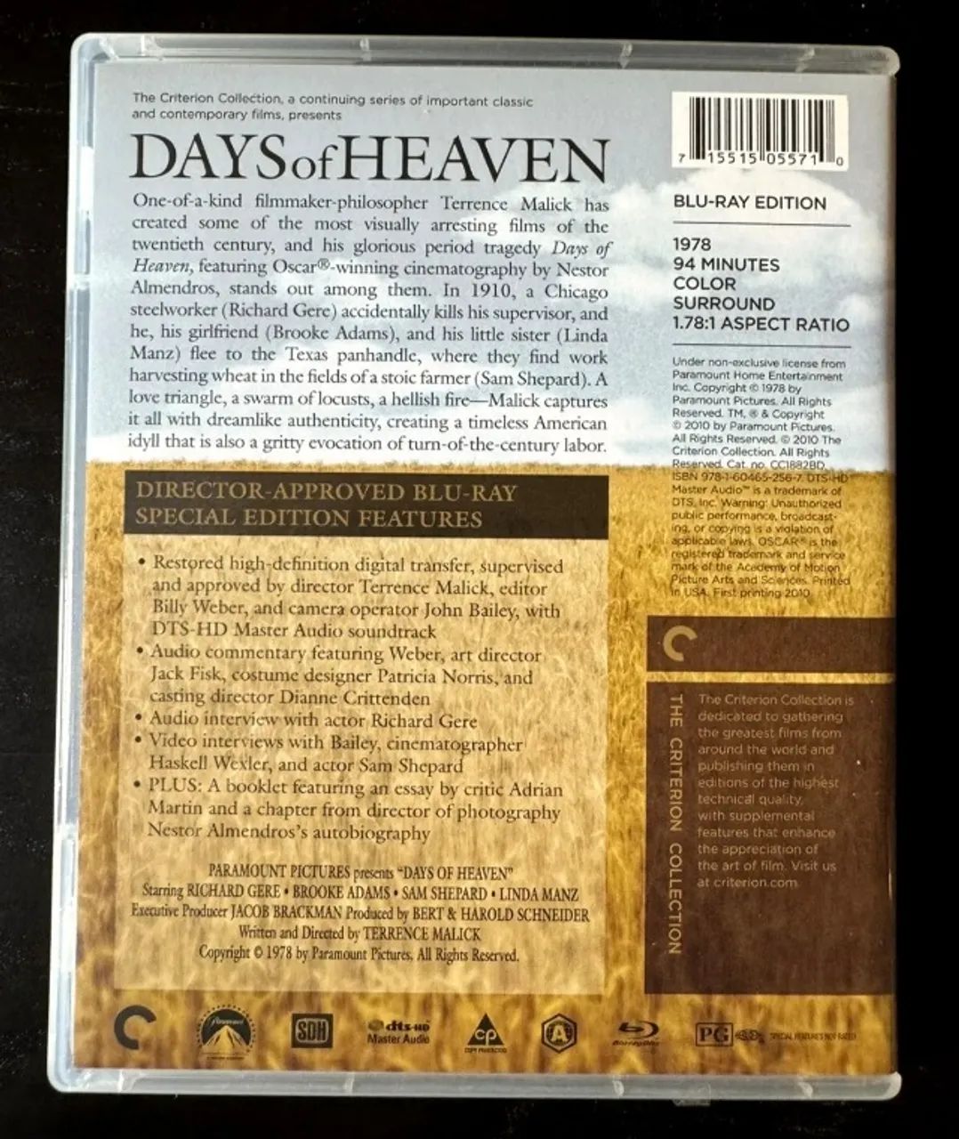 Blu-ray Days Of Heaven - Terrence Malick Criterion Collection BD Importado Impecável - Foto 2