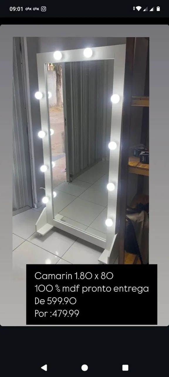 Espelho camarim 180x80 com luzes