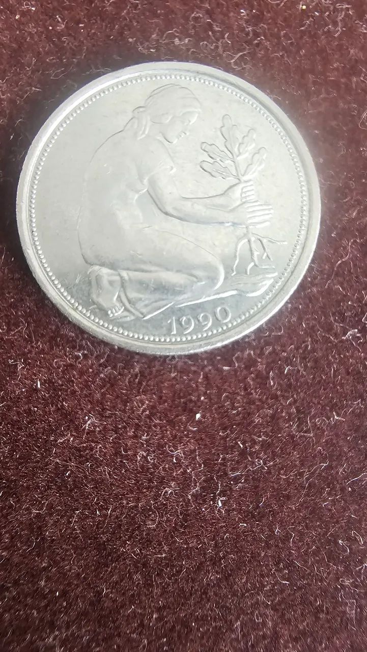 Moeda 50 pfenning Republica Alemã - Para colecionadores  Ano 1990 - Foto 2