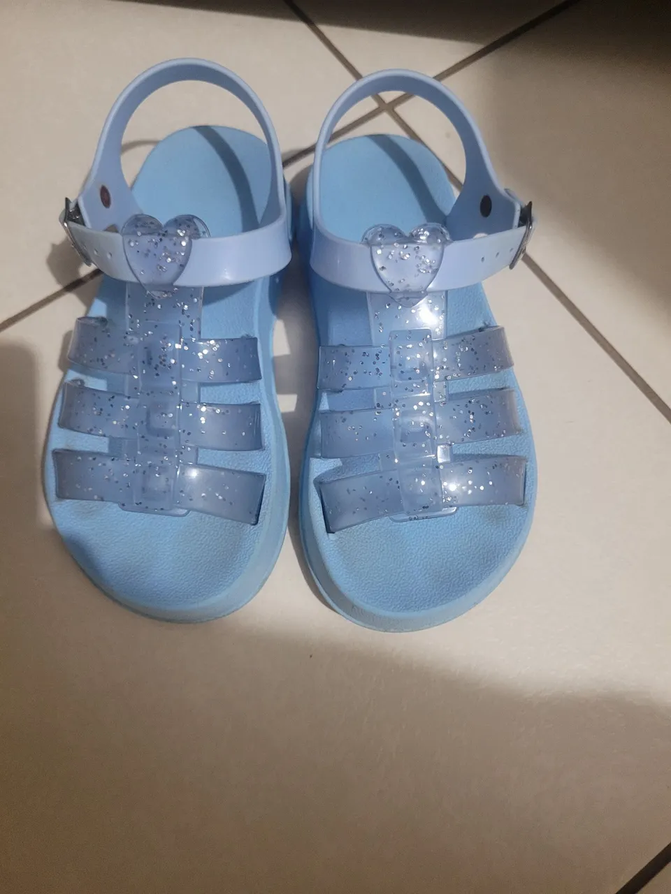 Sandália infantil azul com glitter 27/28