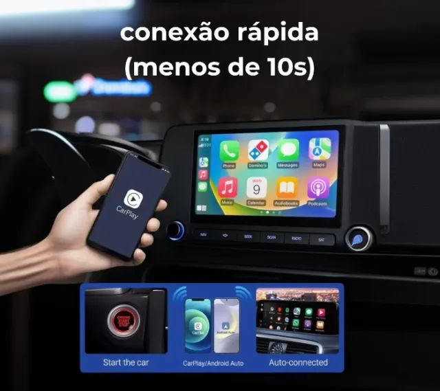 Adaptador Carplay Sem Fio Car Play Android Auto 2 Em 1 Usb Wireless Automático Plug & Play - Foto 4
