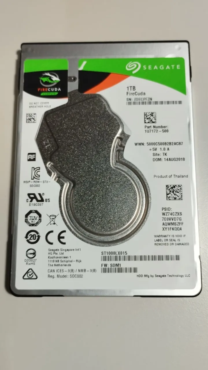 HD Disco Híbrido SSHD Seagate FireCuda 1TB (2,5")