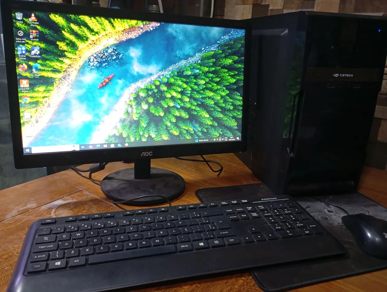 Computador Completo C3Tech - Monitor AOC, Teclado e Mouse