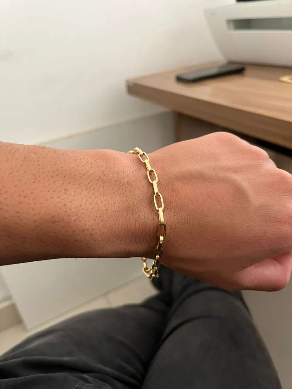 Pulseira Ouro 18k - Modelo Tijolinho Masculina - Foto 3